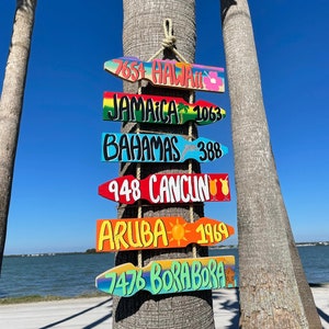 Custom Beach Direction Signs: Hand-Painted Wood Destination Arrows
