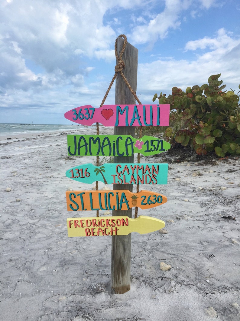 Vacation Directional Sign Tropical Destination Signs Custom Etsy