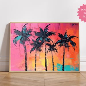 Abstract Palm Tree Sunset Print: Beachy Wall Art (Digital Download)