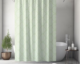 Cortina de ducha verde sencilla, cortinas de ducha verde salvia, decoración de baño minimalista, cortina de ducha