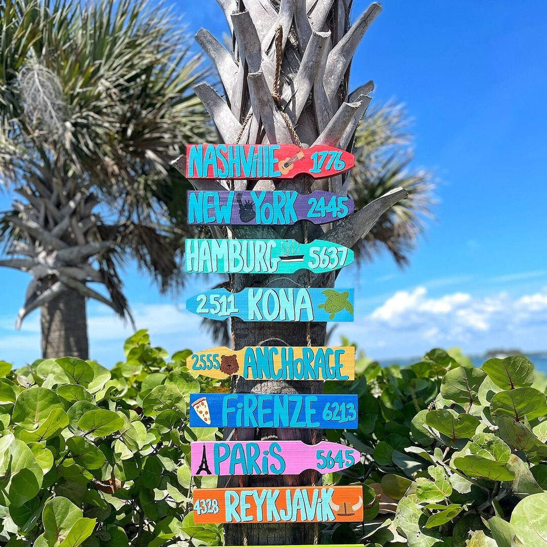 Key West Sign, Directional Arrow Sign, Destination Signs, Beach Signs