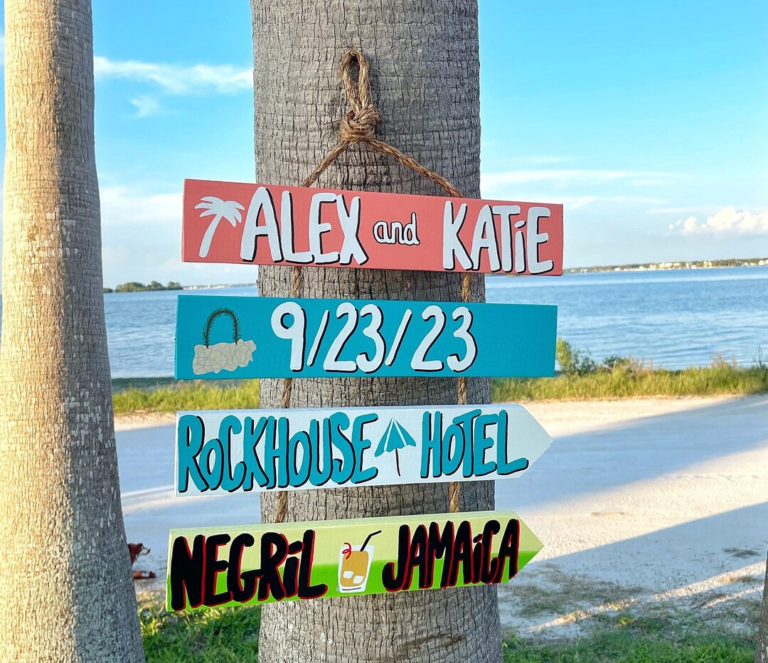 Beach Wedding Signage Destination Wedding Signs Personalized Etsy