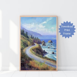 Pacific Coast Highway Print, California Coast Digital Download, California Beach Artwork, Coastal Cliff Landscape, West Coast Beach Prints