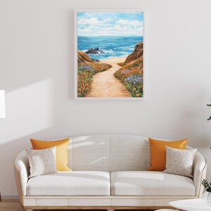 California Coast Wildflower Print: Beach Dune Landscape Art