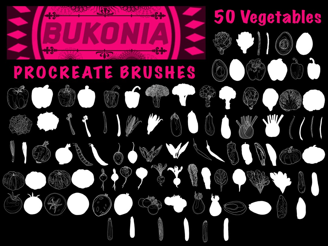 50 Vegetables Procreate Brushes by Bukonia Etsy
