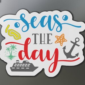 Seas the Day Cruise Cabin Door Magnet, Imán de cabina de crucero, Imán de puerta de crucero, Imán de crucero, Decoración de puerta de crucero, crucero