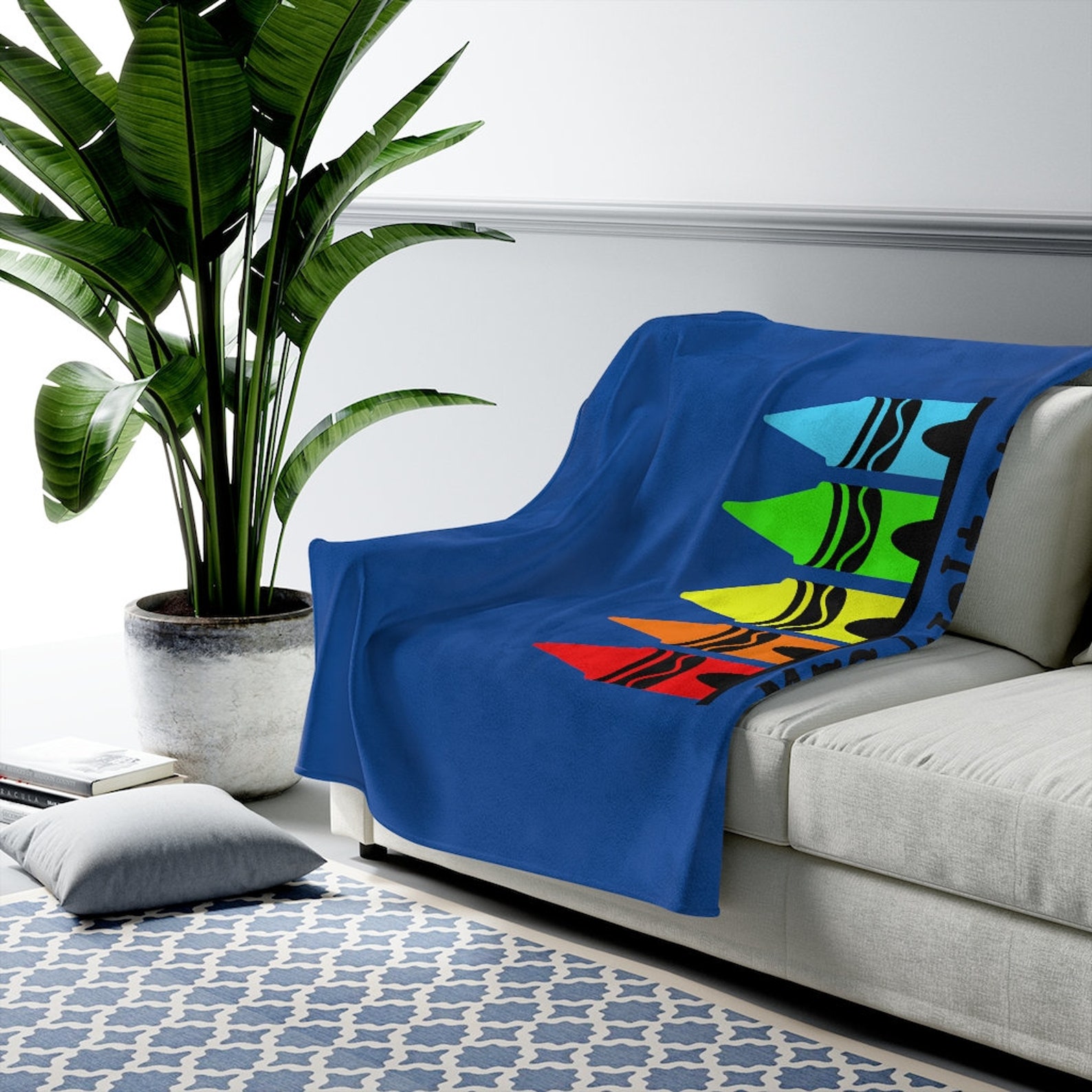 Personalized Teacher Blanket Crayon Monogram Personalized Etsy