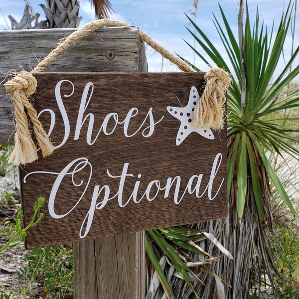 Shoes Here Sign, Shoes Optional Sign, Wedding Beach Sign, Beach Wedding Sign, Starfish Sign, Wedding Favors Sign, Nautical Wedding Sign