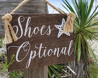 Shoes Here Sign, Shoes Optional Sign, Wedding Beach Sign, Beach Wedding Sign, Starfish Sign, Wedding Favors Sign, Nautical Wedding Sign