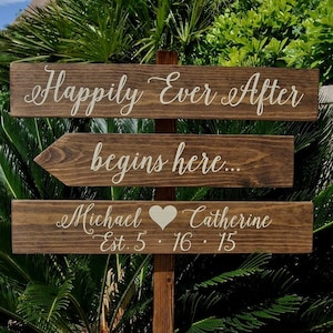 Happily Ever After Wedding Sign, Welcome Sign, Welcome Wedding Sign, Personalized Sign, Custom Wedding Sign, Rustic Wedding Sign