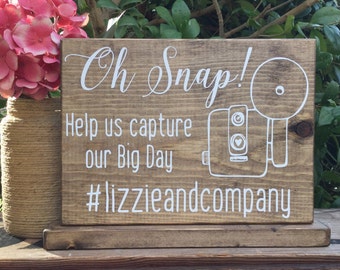 Share the Love Sign, Oh Snap Sign, Wedding Hashtag Sign, Social Media Sign, Rustic Wedding Sign, Rustic Wedding Signage, Wedding Sign