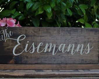 Mr Mrs Last Name Sign, Sweetheart Table Décor, Family Name Sign, Just Married Sign, Wedding Decor, Home Décor, Rustic and Stained, 15 X 5