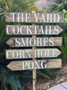 Lawn Games Sign, Directional Wedding Sign, Custom Sign, Welcome Sign, Reception Sign, Backyard Wedding Sign, Rustic Stained, Cocktails Sign 