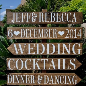 Welcome Wedding Sign, Directional Wedding Sign, Custom Sign, Cocktails Sign, Dinner & Dancing Sign, Backyard Wedding, Wooden Sign image 2