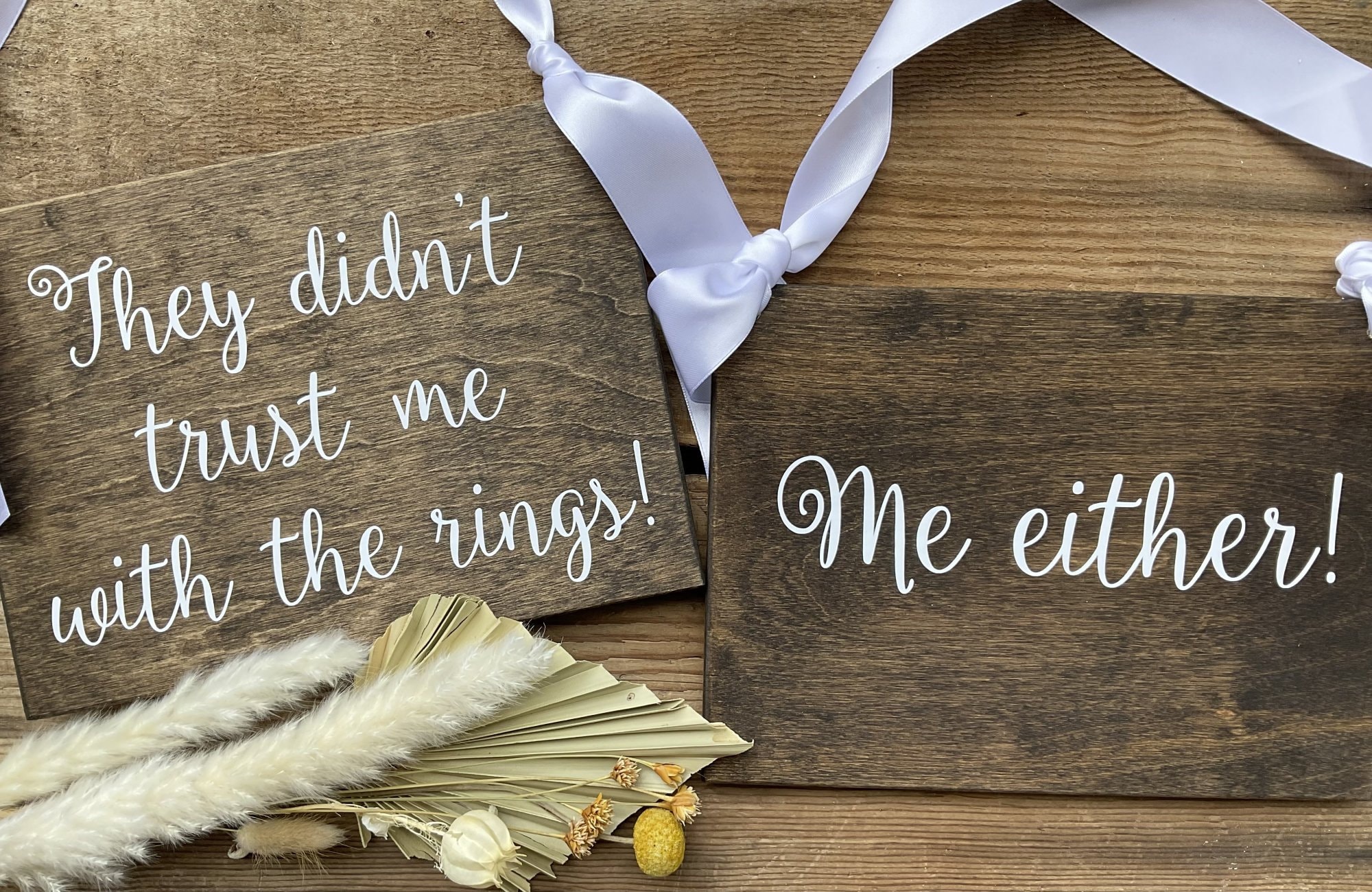 They Didn't Trust Me With The Rings Sign, Me Either Sign, Here Comes Bride Sign, Ringbearer Signs, Wedding Signs for Twins, Flower Girl Sign