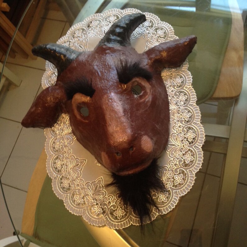 Handmade Paper Mache Goat Mask Etsy