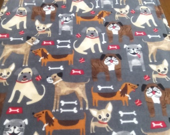 Lined Dog Blanket, Fleece, 27"x35", Multi Dogs