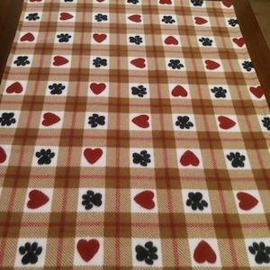 Lined Dog Blanket, Fleece, 27&quot;x35&quot;, Tan Plaid