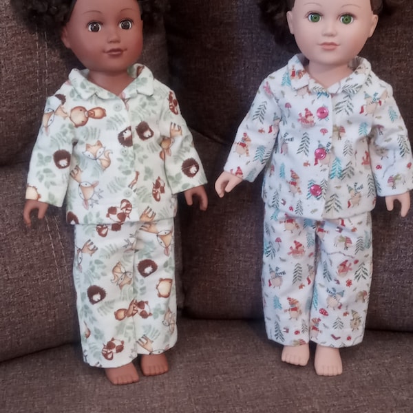 Doll Pajamas, Flannel, 18" Dolls