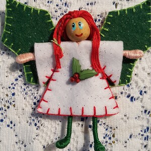 Holiday Elf and Holly Fairy bendy doll's with Peppermint table and chair's/ Felt Art Bendy/Waldorf Felt style image 6