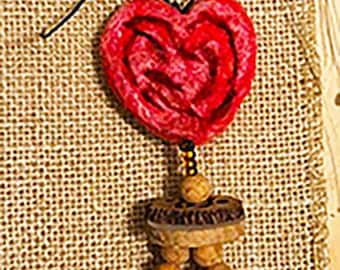 ニードルフェルトの蝶とハートがデザインされた、自宅や車用のエッセンシャルオイル用パッシブディフューザー