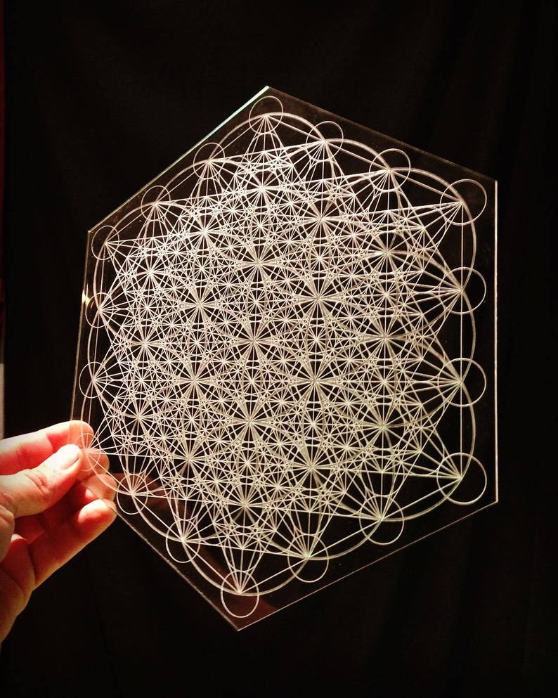 Metatron's Cube Flower of Life Pattern Laser Cut Crystal Etsy Canada
