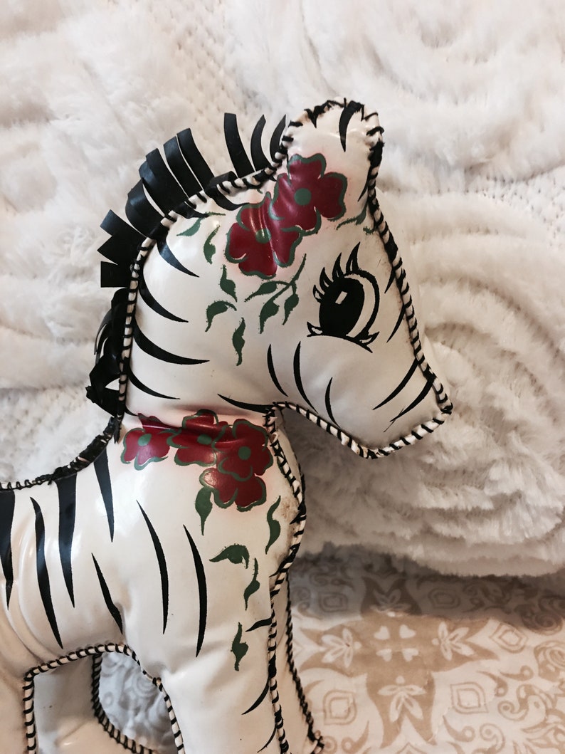Vintage oilcloth vinyl stuffed animal horse 1950's Etsy