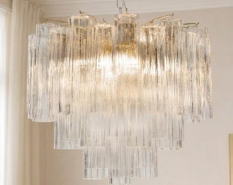 Paire de lustres en cristal de Murano en forme de bûche - Ø 60 cm (23,6'') x H 60 cm (23,6'')