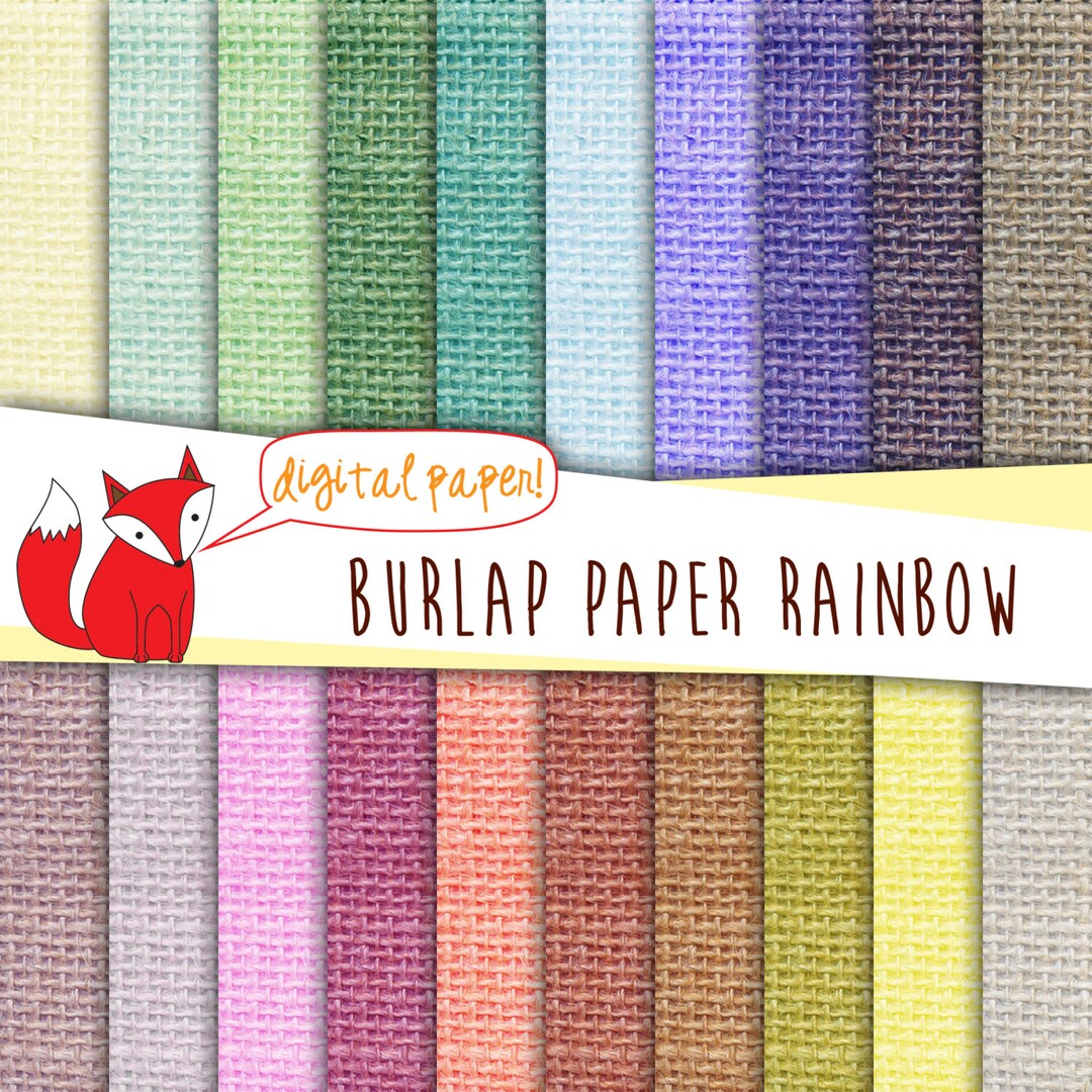 Burlap Digital Paper Rainbow Color Pack Rustic Texture Digital ...