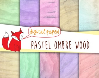 Pastel Ombre Wood Digital Paper~  Digital Scrapbooking~ Wood Texture~ Digital Backgrounds