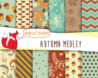 Caída de papel Digital ~ caer papel ~ "Otoño Medley" ~ Scrapbooking Digital ~ fondos Digital ~ diseños de otoño para imprimir