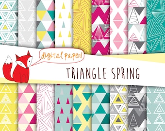 Triangle Digital Paper ~ Geometric Triangle Prints ~ "Triangle Spring" ~ Digital Scrapbooking ~ Digital Backgrounds ~