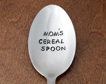 Moms Cereal Spoon Hand Stamped Birthday Gift For Mom From Kids Mom Gift Mothers Day Gift Christmas Gift Mom Stocking Stuffers Valentines Day