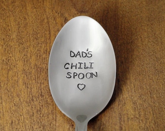 Dad's Chili Spoon Hand Stamped Spoon, Unique Birthday Gift For Dad From Kids, Dad Gift, Fathers Day Gifts, Christmas Gifts, Stocking Stuffer