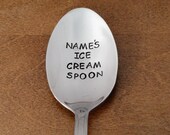 Personalized Ice Cream Spoon Hand Stamped Custom Spoon Add Your Name Boyfriend Gift Girlfriend Gift Birthday Gift 4th Of July Christmas Gift