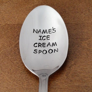 Personalized Ice Cream Spoon, Mothers Day Gift, Boyfriend Gift Girlfriend, Kids Birthday Grandpa Fathers Day Gift Christmas Stocking Stuffer