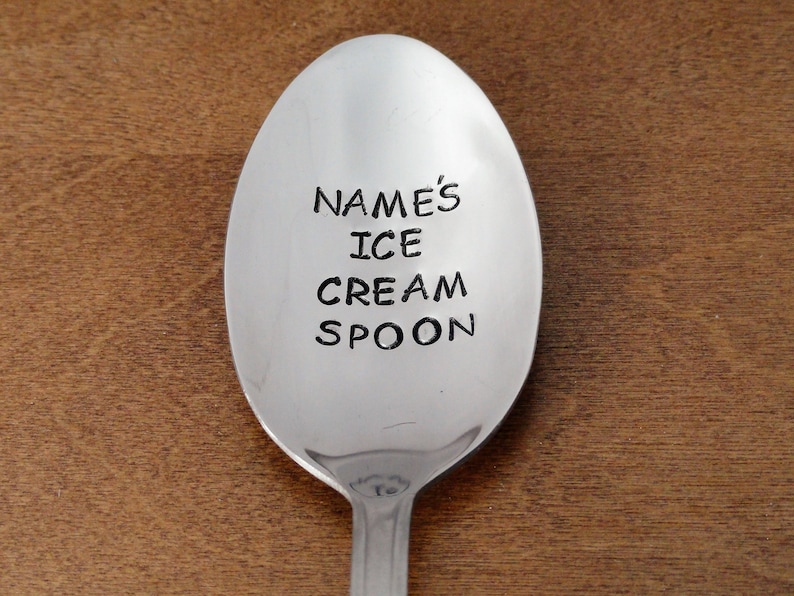 Personalized Ice Cream Spoon, Mothers Day Gift, Boyfriend Gift Girlfriend, Kids Birthday Grandpa Fathers Day Gift Christmas Stocking Stuffer image 1