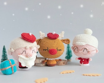 Christmas Crochet Amigurumi Tutorial l Mama Santa and Santa Claus Crochet Amigurumi l Christmas Crochet Reindeer l PDF CROCHET PATTERN