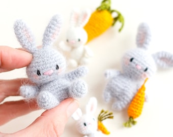 Miniature Bunny Crochet Amigurumi TUTORIAL •  Little Crochet Bunny • Amigurumi PDF PATTERN