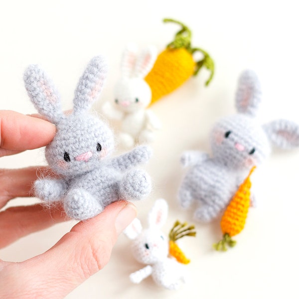 Miniature Bunny Crochet Amigurumi TUTORIAL •  Little Crochet Bunny • Amigurumi PDF PATTERN