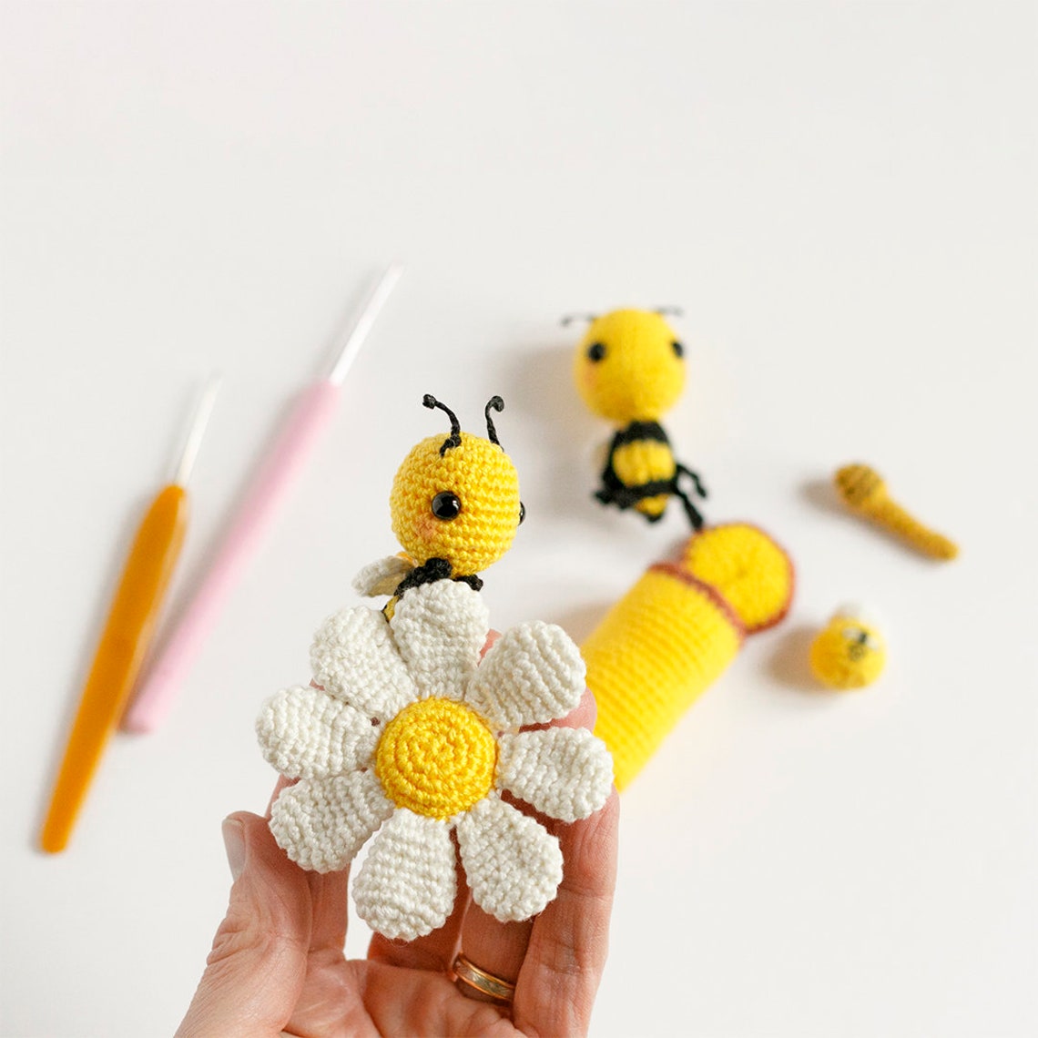 Fmzrbnih Positive Bee Crochet Abeille à Tricoter Soutien Émotionnel Créatif Pour Chambre à Coucher Chambre Enfant