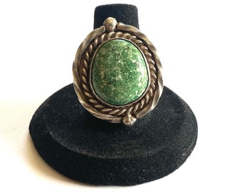 Vintage Sterling & Natural Nevada Turquoise Ring, 14 Grams,  Native American Jewelry, A032