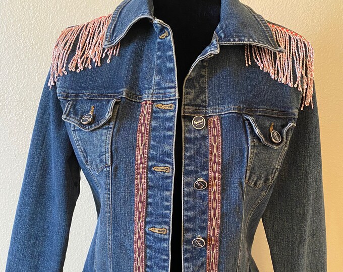 Western Style Embellished Denim Jacket, Boho Style Jean Jacket, Embellished Denim,