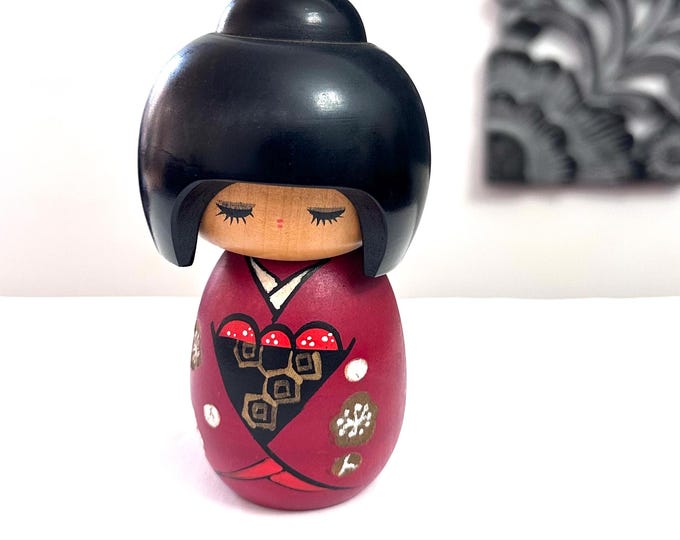 Japanese Kokeshi Wooden Doll,  Kokeshi doll, Vintage Kokeshi