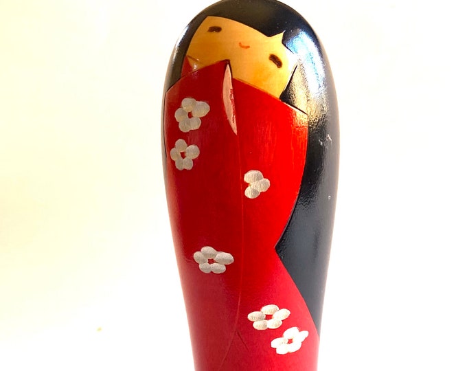 7.75"H Japanese Kokeshi Wooden Doll  Dreaming Girl