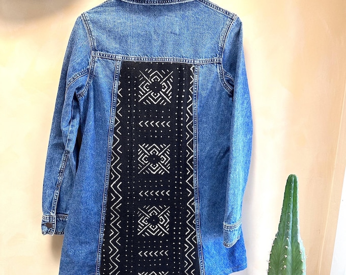 Embellished Denim Jacket, Embroidered Jean Jacket, Boho jean jacket, Embellished Denim, African Textiles
