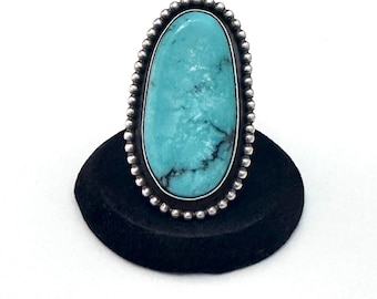 Sterling Silver & Turquoise Ring By Navajo Artist Chimney Butte