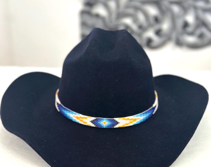 Beaded Hatband with Adjustable Leather Ties, Cowboy, Cowgirl Hat Accessory