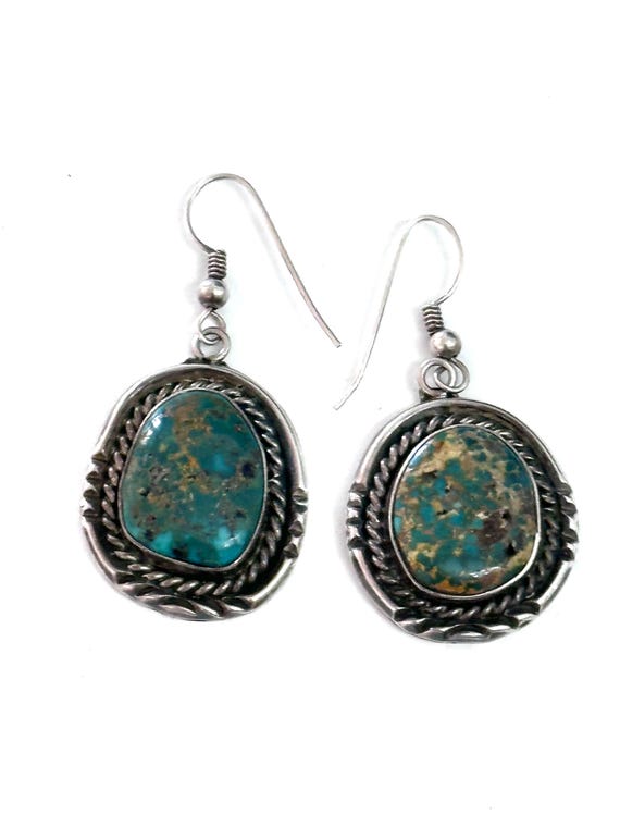 Vintage Sterling Silver Royston Turquoise Earrings
