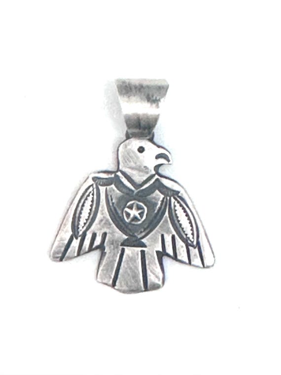 Native American Chimney Butte Sterling Silver Handmade Thunderbird Eagle Pendant